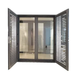 Exterior Aluminum Black 76 Model French Casement Door with Soundproof Hurricane-Proof Impact-Resistant Glass