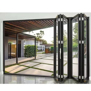 Exterior Aluminum Double-Glass Accordion Folding Bifold Patio Door