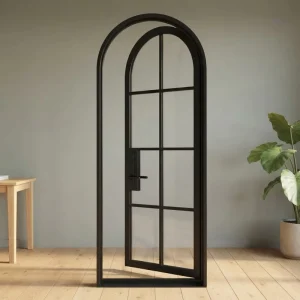 Exterior Arch Steel Glass Doors with Thermal Insulation Modern French Wrought Iron Door Design for Villa