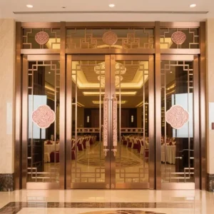 Exterior Glass Metal Swing Door with Stainless Steel Finish for Commercial and Hotel Entrances