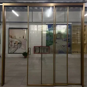 Exterior Narrow-Frame Aluminium Tempered Glass Sliding Door with Interior Telescopic Design
