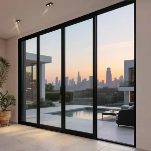 Exterior Slim Frame Tempered Double Glazed Glass Sliding Doors for Balcony Bedroom Hospital Hotel
