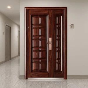 Exterior Steel-Wood Anti-Theft Front Security Door for Houses, Apartments, and Residential Buildings