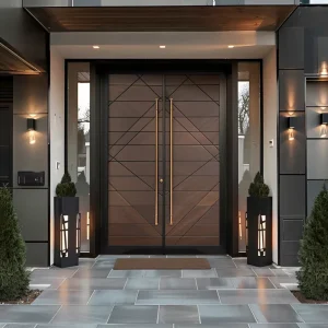 Extra-Large Modern Fireproof Solid Wood Pivot Doors for Apartments and Commercial Entrances