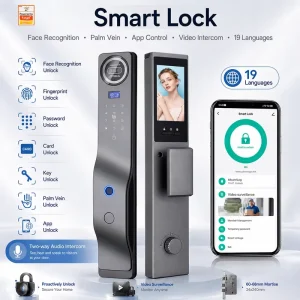 F025A Aluminium Alloy Smart WiFi Fingerprint Recognition Visual Intercom Lock 4200mAh Battery Compatible with Israeli Locks