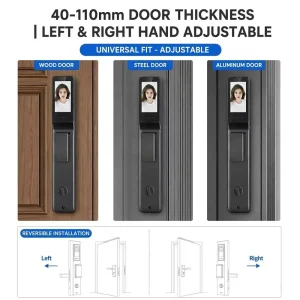 Face Recognition Fingerprint Digital Keyless Automatic Deadbolt WiFi for Wood Door Aluminum Apartment Building