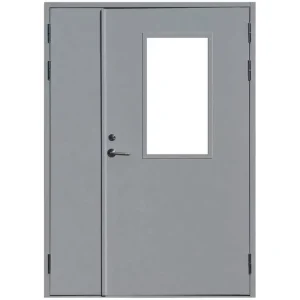 Factory 2 Hour Galvanized Steel Fireproof Door with Double Swing Frame for Hospital Stairwell