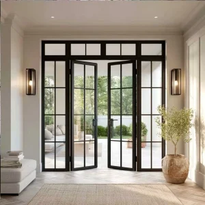 Factory Custom Balcony Apartment Bathroom Villa Home Entrance Aluminum French Swing Door