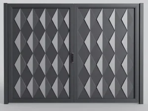 Factory Custom Diamond Rhombus Carved Solid Aluminum Door Anti Rust Aluminium Alloy Swing Gate for Villa Exterior Main Entrance