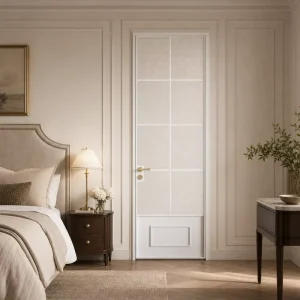 Factory Custom French Interior Swing Glass Door Anti-Oxidation Aluminum Alloy Frame Clear Tempered Bedroom Bathroom Kitchen