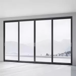 Factory Custom Frosted Glass Partition Doors Ultra Thin Black Aluminum Sliding Door for Kitchen