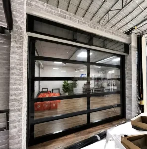 Factory Custom Warehouse Exterior Aluminum Alloy Glass Garage Door, Foldable, Anti-Theft, Waterproof, Windproof, Double