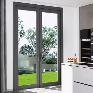 Factory Customized Aluminum Frame Double Tempered Glass Swing Door for Villa, Balcony, and Indoor Use