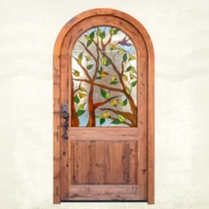 Factory Customized Decorative Art Glass Church Stained Glass Wood Door
