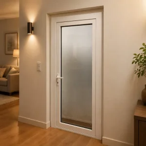 Factory Direct Customized Frosted Glass Interior Hinged Door with Single-Panel Aluminum Frame
