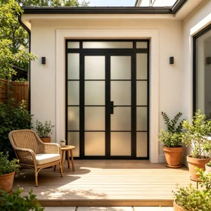 Factory Direct Double Clear Tempered Glass Steel Door with Customized Size