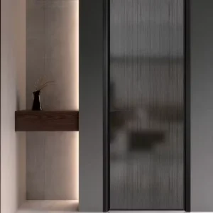 Factory Direct Frosted Tempered Glass Aluminum Bathroom Swing Door