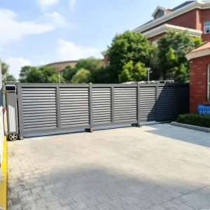 Factory Direct Trackless Sectional Sliding Gate Black Aluminum Alloy Remote Control Industrial Community Gate