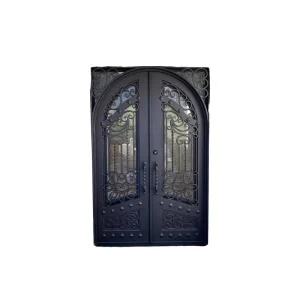 Factory Direct Wrought Iron Glass Doors for Modern Front Door Replacement