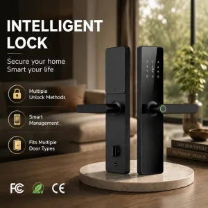 Factory Hotel Smart Door Lock with WiFi and Emergency Power Supply for Aluminum, Steel and Brass Doors