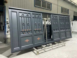 Factory Luxury French Design Swing External Security Automatic Sliding Moving Aluminum Outdoor House Gate