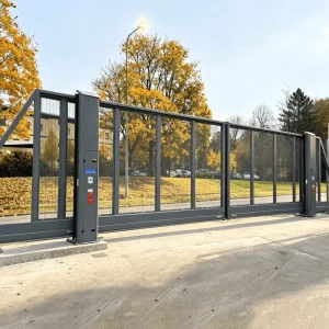 Factory Manufacturer Outdoor Aluminum Alloy Trackless Suspended Electric Cantilever Sliding Gate for Snowy Slope Villa Courtyard