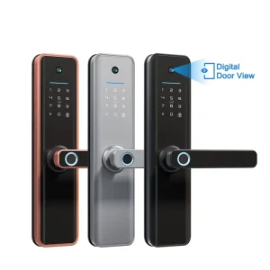 Factory Smart Handle Lock with Fingerprint, Password, IC Card, Keyless Entry, Wi-Fi, and 4 AA Batteries for Wood Doors
