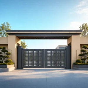 Factory Supply Aluminum Alloy Electric Windproof Automatic Suspension Folding Driveway Gate