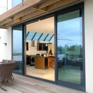 Factory Supply Aluminum Sliding Glass Door, 6063-T5 Thermal Break, Tempered Glass, CE Certified, Custom Size