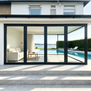 Factory Supply Easy Clean Aluminum Door Large View Glass Panel Townhouse Indoor Outdoor Connection Space