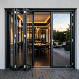 Factory Supply Easy Maintain Aluminum Folding Door Tight Sealing Performance for Small Commercial Shop Door