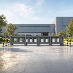 Factory Supply Heavy Duty Black Aluminum Alloy Trackless Sectional Sliding Gate, Automatic Electric