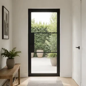 Factory Supply Modern Steel Glass Door Black Frame Glass Door Custom Size Tempered Glass Door for House