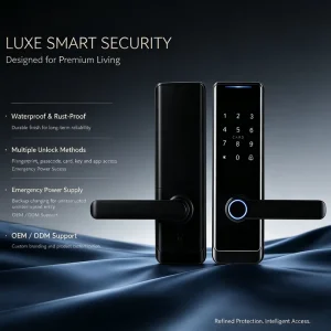 Fingerprint Door Lock Modern Black Aluminum Alloy Handle WiFi Connected Wireless Door Lock