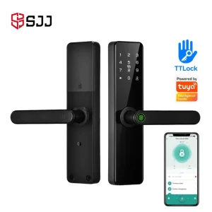 Fingerprint Smart Lever Door Lock App Touch Keypad IC RFID Card Keyless Entry Aluminum Cloud Wood Code Hotel Apartment