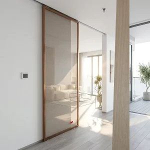 Fireproof Aluminum Alloy Wired Sliding Glass Door with Tempered Glass for Residential Hotel Room Decorative Partition