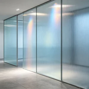 Fluted Glass Bark Textured Patterned Color Shift Fluted Glass for Partition Door Shower Room Interior Decoration