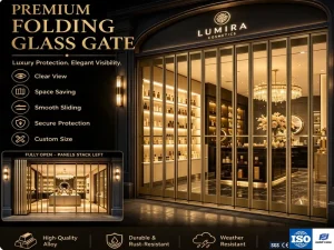 Folding Aluminum Glass Door Fire-Prevention Space-Saving for Commercial Interior and Exterior Use