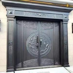 Forged Modern European Style Swing Apartment Entrance Door Durable Aluminium Gates Manual Control Courtyard Gate