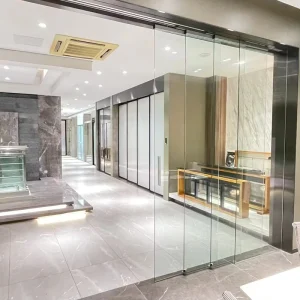Frame Less Tempered Aluminum Sliding Glass Doors Indoor Slide Doors Interior Office Hotel Mall Patio Tempered Glazing Slide Door