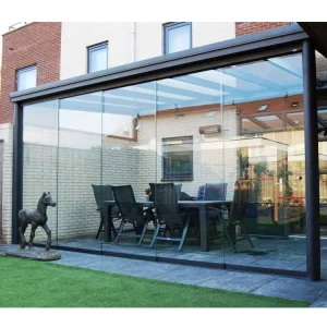 Frameless 10mm Toughened Glass Sliding Door Glass Wall System Glasschiebewand With 4 Trackers