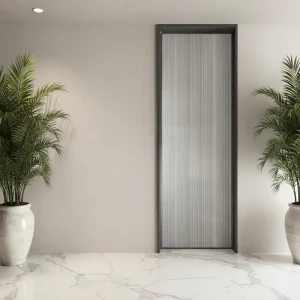 Frameless Black Frosted Glass Interior Door