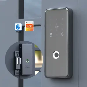 Frameless Glass Door Control Double Fingerprint Biometric Iron Door Lock Digital Electronic Glass Door with WiFi