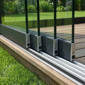 Frameless Glass Sliding Doors for Glass Partition Walls Interior Patio with 4 Tracks