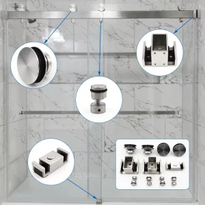 Frameless Shower Sliding Door Stainless Steel Roller Kit