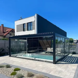 Frameless Sliding Glass Balcony Partition Door for Terrace Pavilion