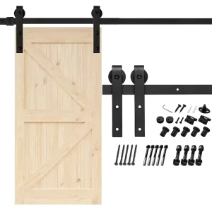 Frameless Vertical Sliding Barn Door Hardware Kit with Track and Buffer