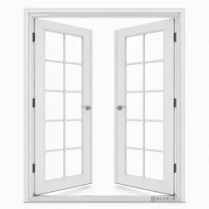 French Aluminum Alloy Double-Leaf Door with Wrought Iron Railing Accents for Balcony or Terrace