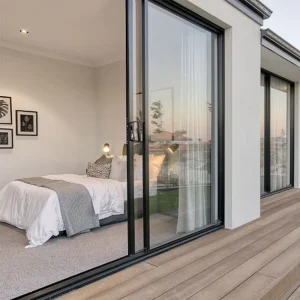 French Aluminum Frame Sliding Door Powder-Coated Tempered Glass Waterproof Thermal Break for Residential Kitchen Workshop