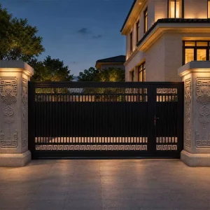 French Automatic Iron Sliding Security Gate with Remote Control for Villa Driveway Courtyard